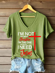 Women's I'm Not That Perfect Christian I'm The One That Knows I Need Jesus Short Sleeve T-Shirt