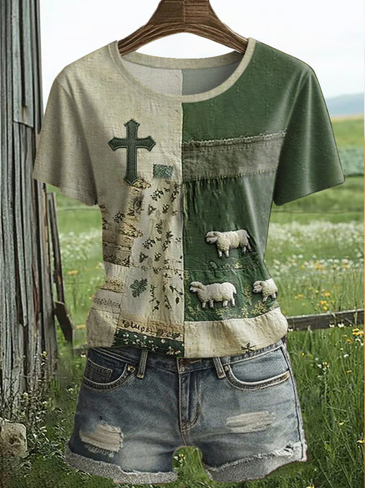 Women's Sheep Faith Printed T-shirt
