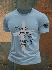 Men's There is Power in The Name of Jesus Cross Short Sleeve Tee