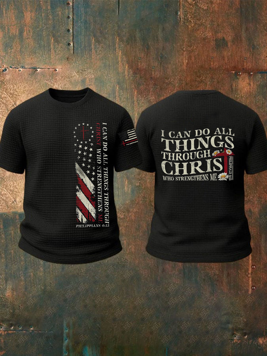 Men's I Can Do All Things Through Christ Waffle Short Sleeves T-shirt