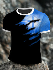 Men's Faith Glowing Cross Printed Short-Sleeved T-Shirt