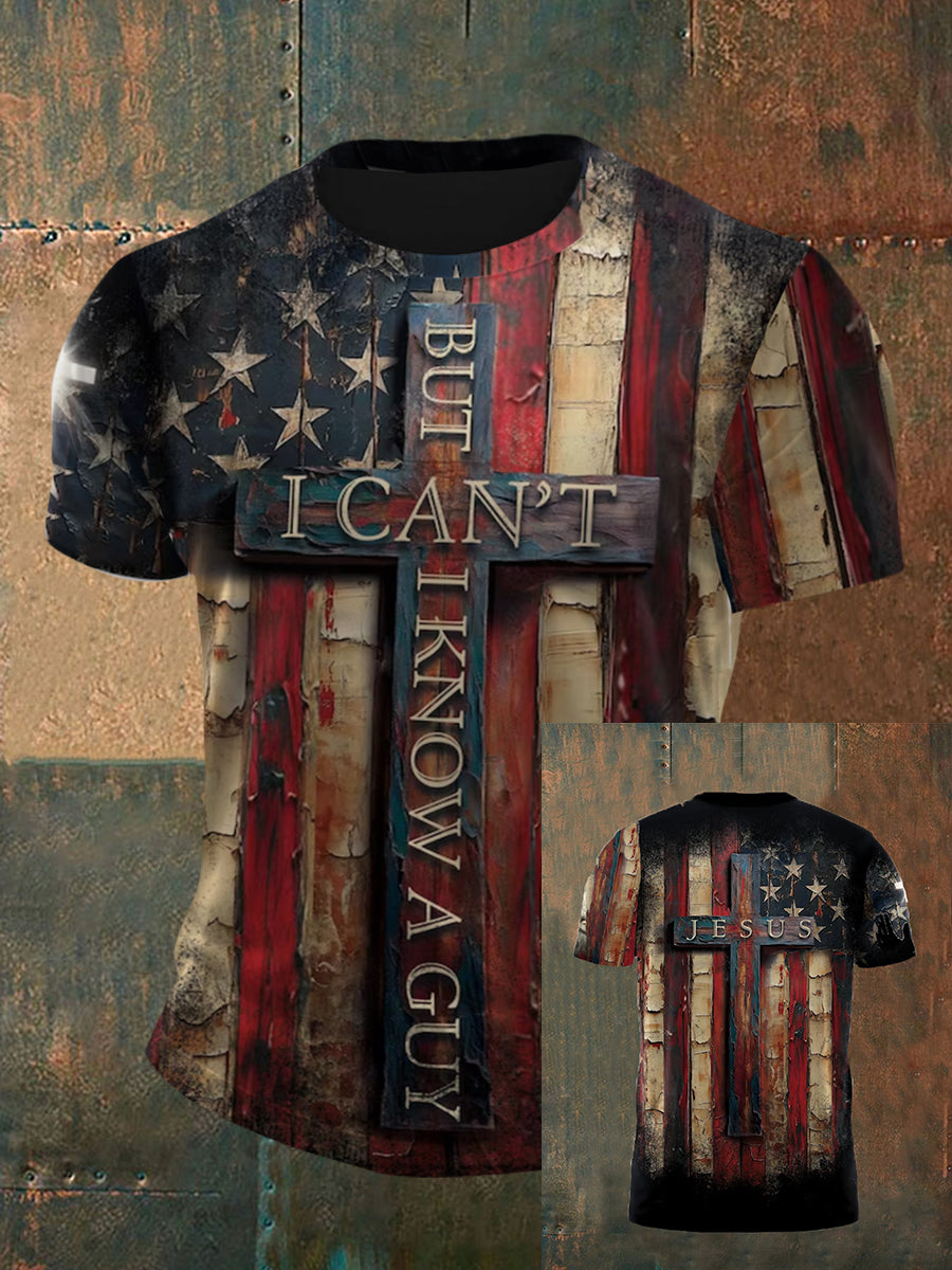 Men's I Can't But I Know A Guy Faith Cross Short Sleeve  T-shirt