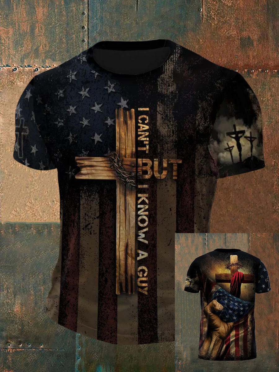 Men's I Can't But I Know A Guy Faith Cross Short Sleeve  T-shirt