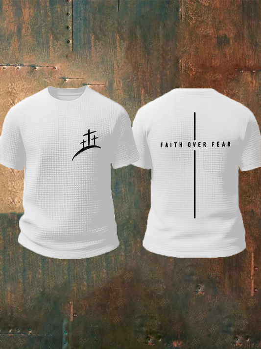 Men's Faith Over Fear waffle print T-shirt