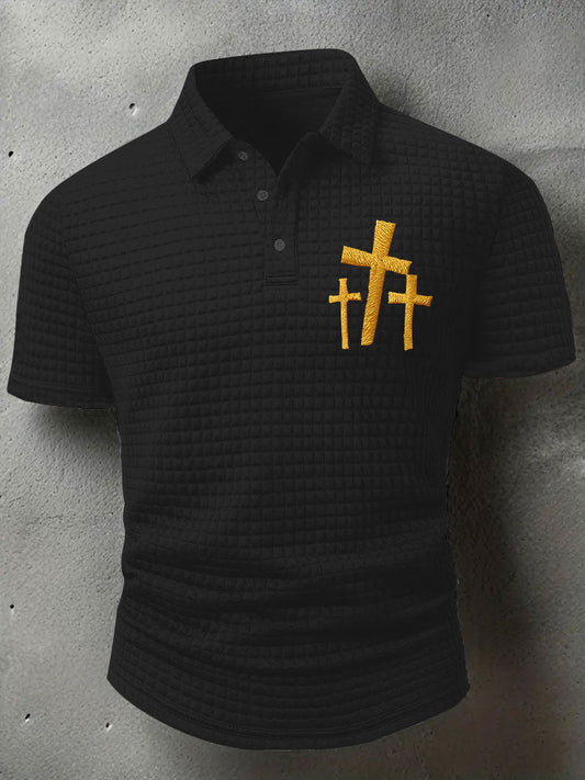 Men's Faith Cross Waffle Print T-shirt