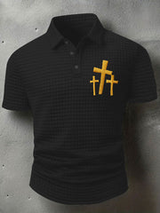 Men's Faith Cross Waffle Print T-shirt