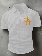 Men's Faith Cross Waffle Print T-shirt