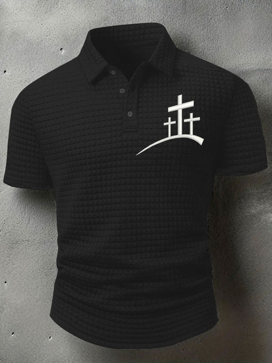 Men's Faith Cross Waffle Print T-shirt