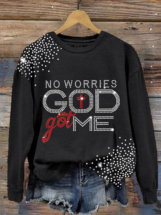 Women's No Worries God Got Me Printed Casual Sweatshirt