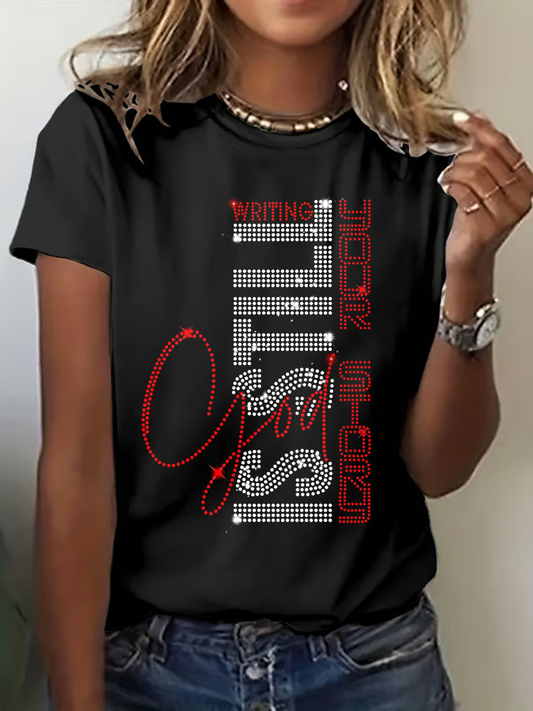 Women's God Print Casual T-shirt