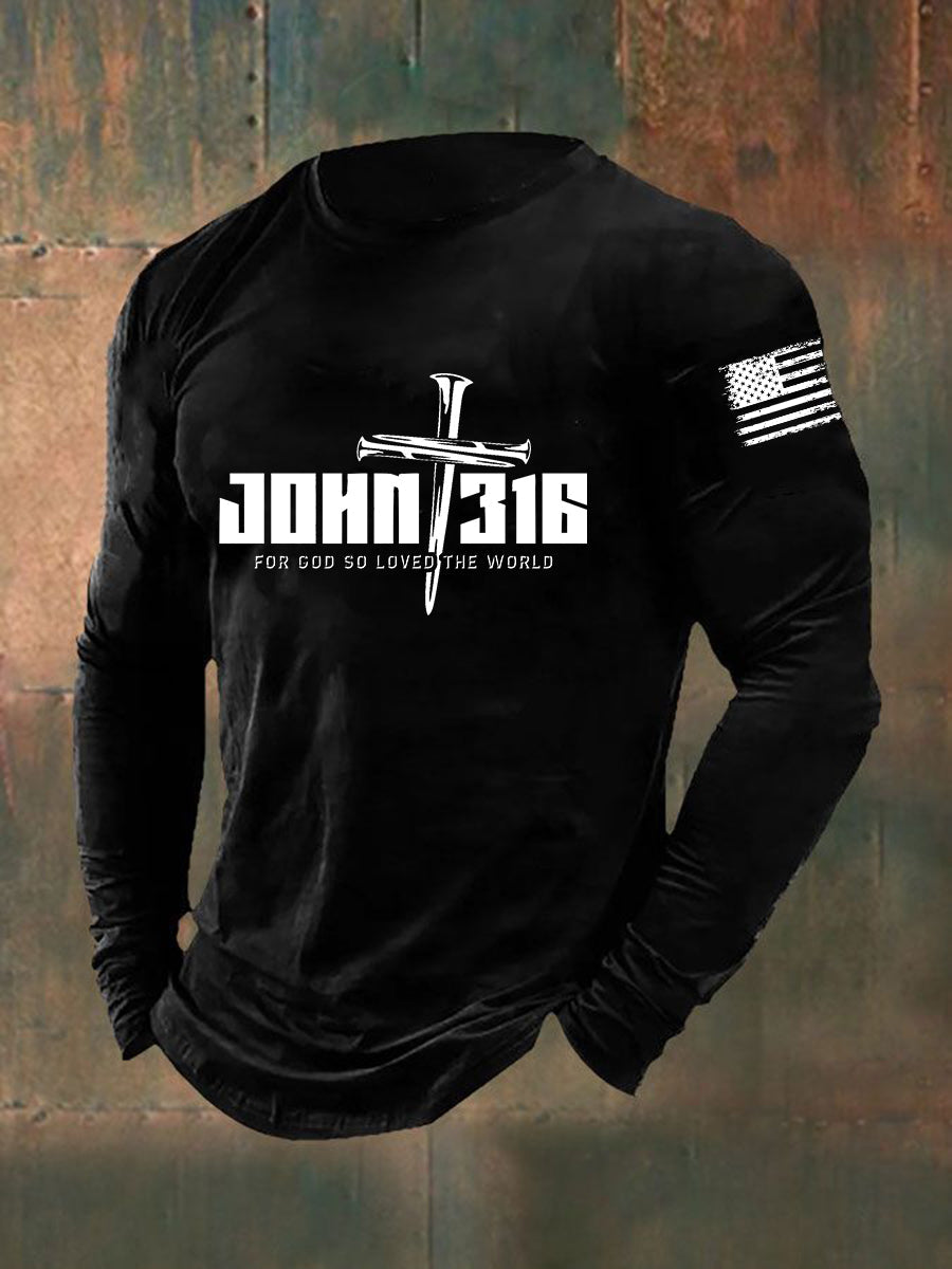 Men's John 316 For God So Loved The World Long Sleeve T-shirt