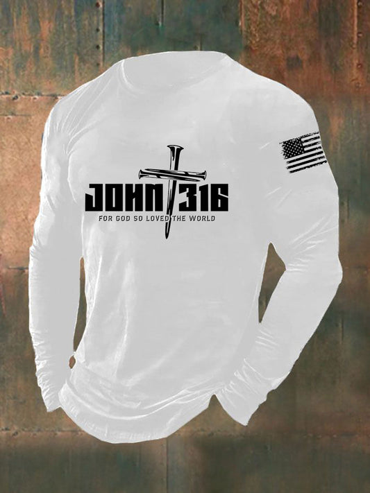 Men's John 316 For God So Loved The World Long Sleeve T-shirt