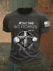 Men's Jesus Said Go Fishing Short-sleeved T-shirt