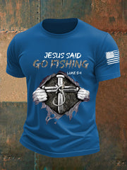 Men's Jesus Said Go Fishing Short-sleeved T-shirt