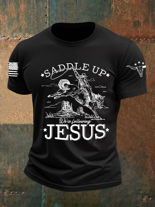 Men's Saddle Up We're Filling Jesus Short-sleeved T-shirt