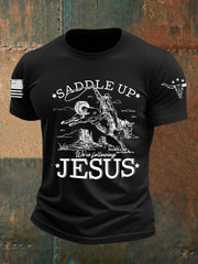 Men's Saddle Up We're Filling Jesus Short-sleeved T-shirt