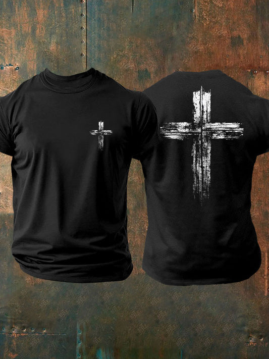 Men's Cross Print Casual T-shirt