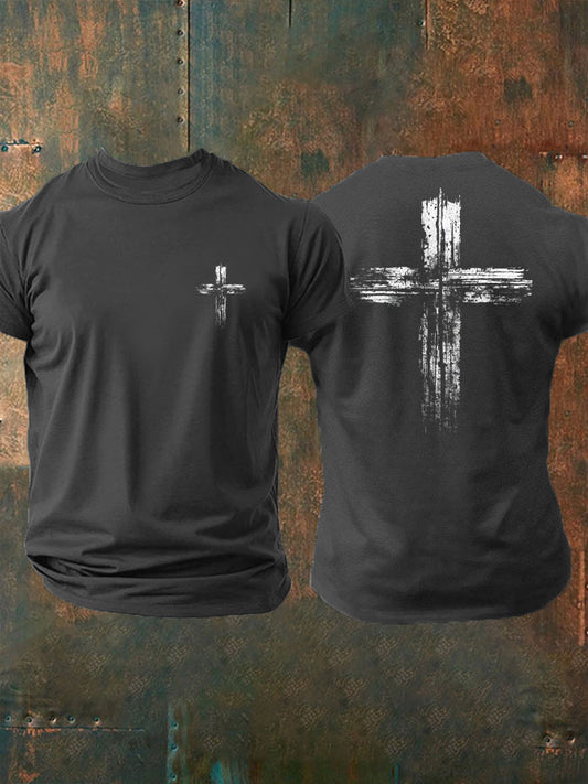 Men's Cross Print Casual T-shirt