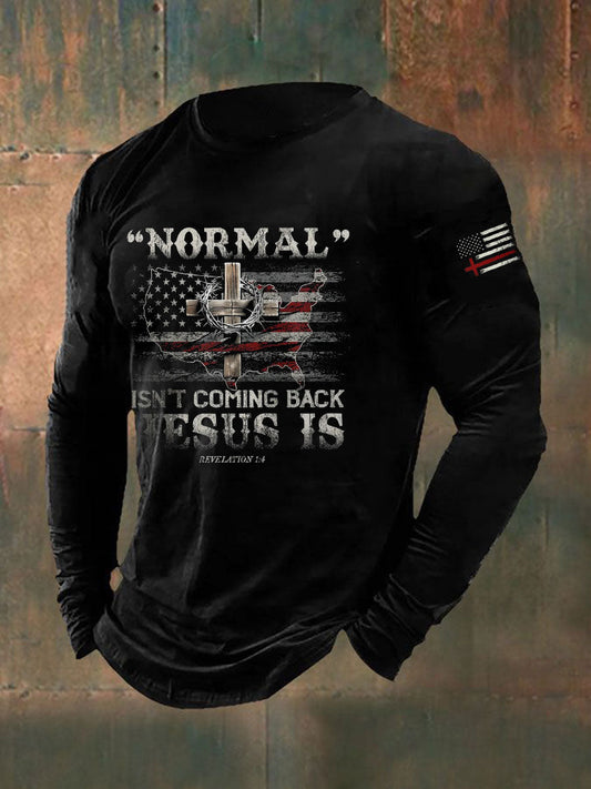 Men's Normal Isn't Coming Back Jesus Is Print T-shirt