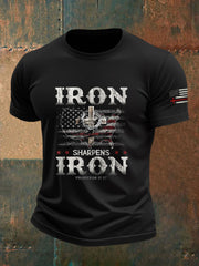 Men's Iron Sharpens Iron Proverbs 27:17 Print T-shirt