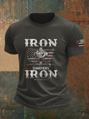Men's Iron Sharpens Iron Proverbs 27:17 Print T-shirt