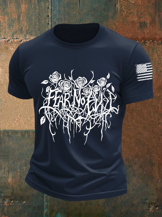 Men's Fear No Evil Gothic Christian Short-sleeved T-shirt