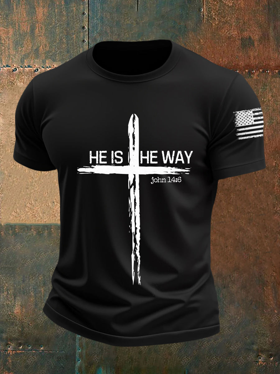 Men's He Is He Way Cross Short-sleeved T-shirt