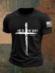Men's He Is He Way Cross Short-sleeved T-shirt