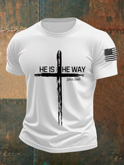 Men's He Is He Way Cross Short-sleeved T-shirt