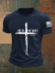 Men's He Is He Way Cross Short-sleeved T-shirt