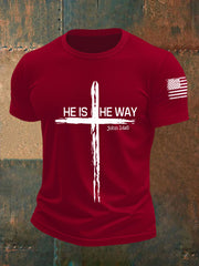 Men's He Is He Way Cross Short-sleeved T-shirt