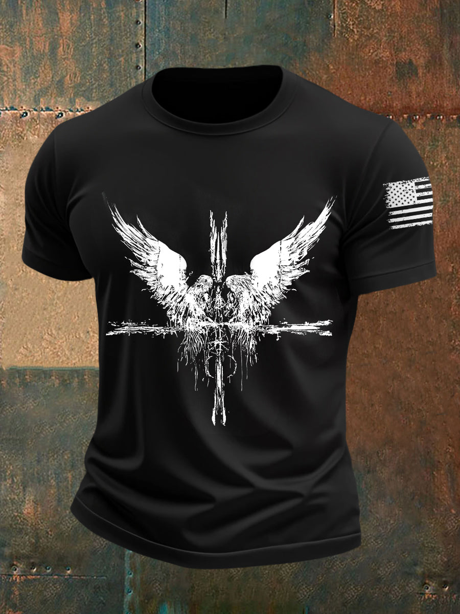 Men's Angels At The Cross Gothic Christian Short-sleeved T-shirt