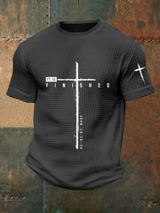 Men's It Is Finished Cross Waffle Print T-shirt
