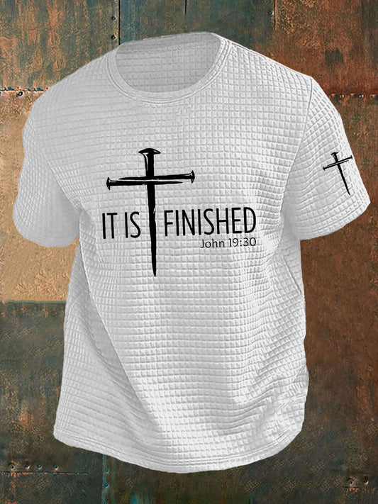 Men's It Is Finished Cross Waffle Print T-shirt