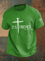 Men's It Is Finished Cross Waffle Print T-shirt