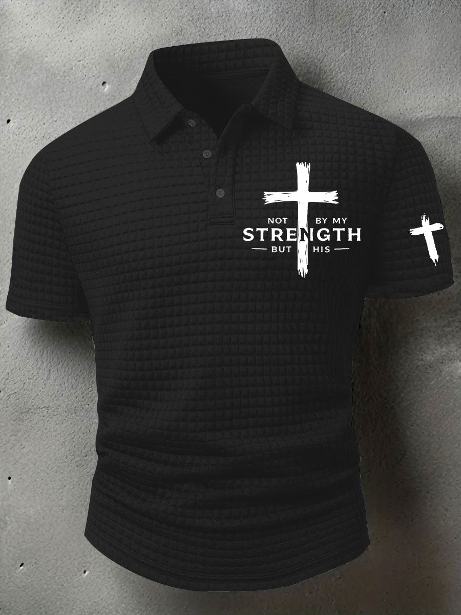 Men's Not By My Strength But His Waffle Print T-Shirt