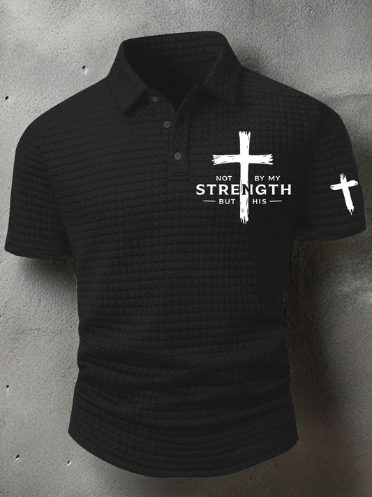 Men's Not By My Strength But His Waffle Print T-Shirt