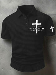 Men's Not By My Strength But His Waffle Print T-Shirt