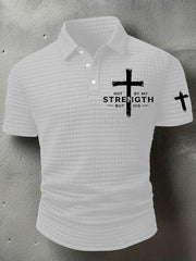 Men's Not By My Strength But His Waffle Print T-Shirt