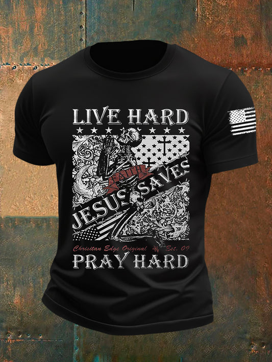 Men's Live Hard Jesus Saves Short Sleeves T-shirt