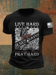 Men's Live Hard Jesus Saves Short Sleeves T-shirt
