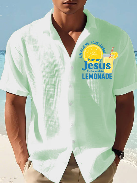 Men's Life Gave Me Some Lemons But My Jesus He Be Makin' Lemonade Waffle Shirt
