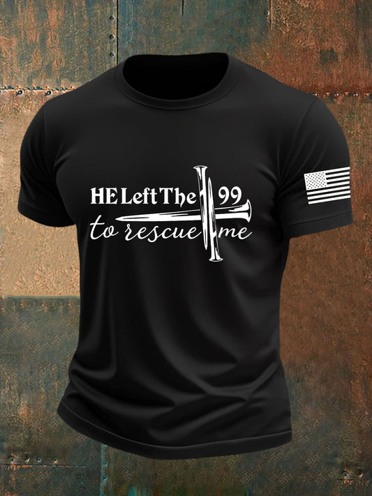 Men's He Left the 99 Faith Cross Short Sleeve T-shirt