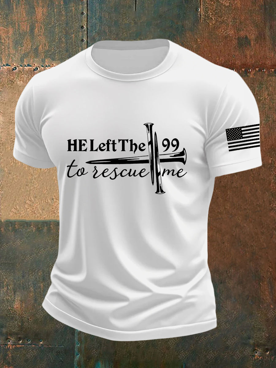 Men's He Left the 99 Faith Cross Short Sleeve T-shirt