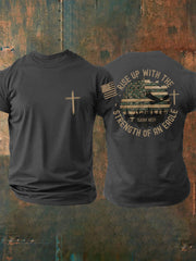 Men's Rise Up With The Strength of An Eagle Printed Casual T-shirt