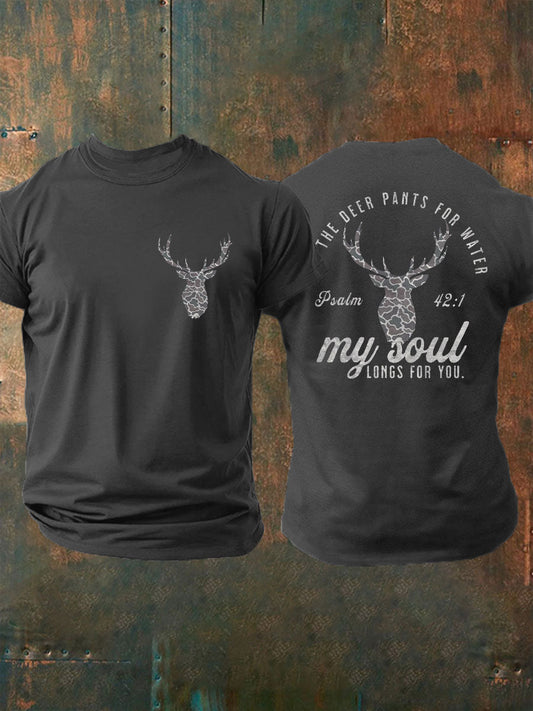 Men's Deer Hunter Christ Print Casual T-shirt