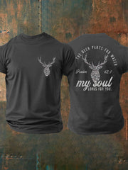 Men's Deer Hunter Christ Print Casual T-shirt