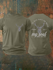 Men's Deer Hunter Christ Print Casual T-shirt