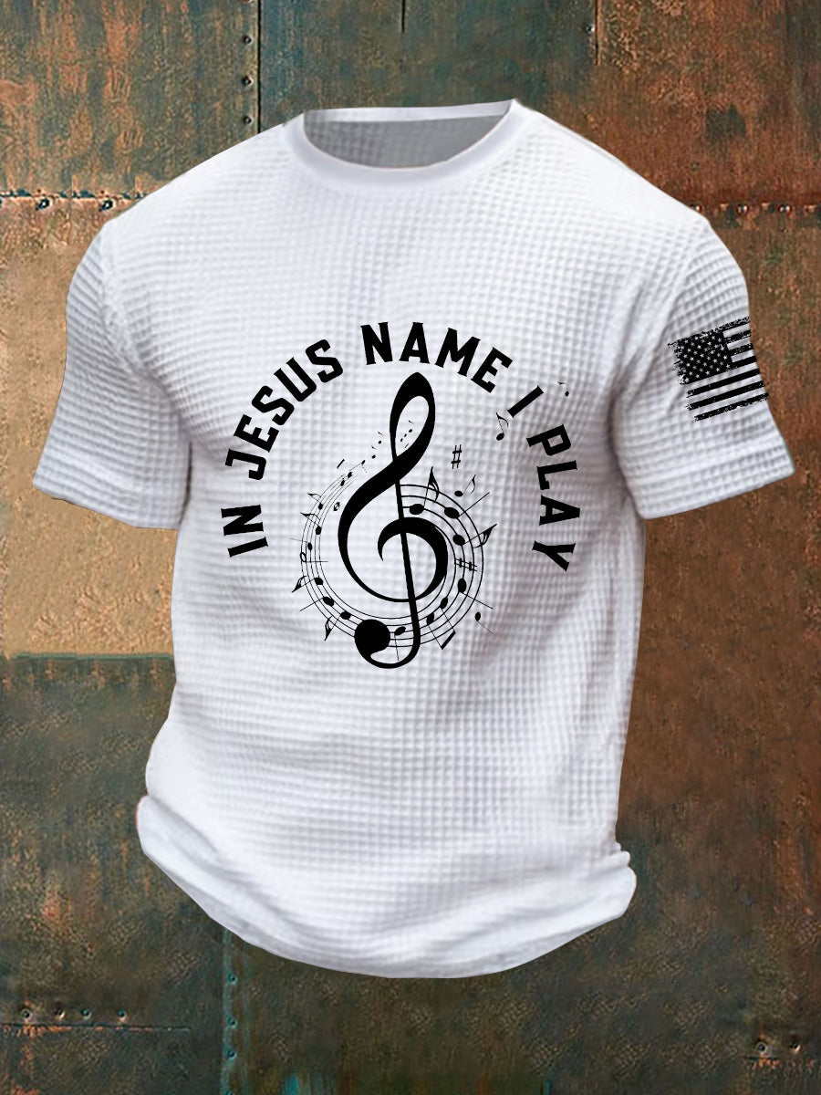 Men's In Jesus Name I Play Waffle Short Sleeve