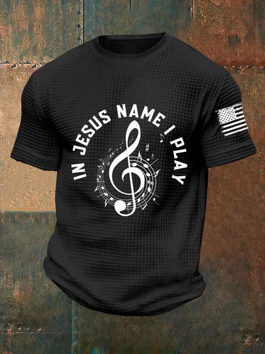 Men's In Jesus Name I Play Waffle Short Sleeve